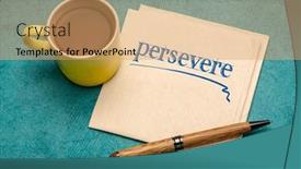  Presentation with persevere - Cool new slide set with persevere-motivational-note-handwriting backdrop and a coral colored foreground