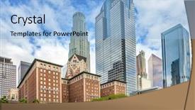  Presentation with downtown los angeles - Audience pleasing slide set consisting of pershing square in los angeles backdrop and a light blue colored foreground