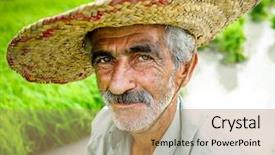  Presentation with coffee plantation coffee farm coffee - Colorful PPT theme enhanced with persia - portrait of old farmer working backdrop and a coral colored foreground