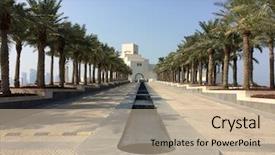  Presentation with islamic art - PPT layouts with persian architect - museum of islamic art located background and a mint green colored foreground