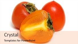  Presentation with amla fruit - Slide deck having persimmon fruit isolated on white background and a  colored foreground