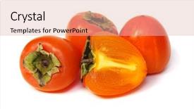  Presentation with fruit - Presentation theme having persimmon fruit isolated on white background and a lemonade colored foreground