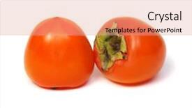  Presentation with amla fruit - Presentation theme having persimmon fruit isolated on white background and a coral colored foreground