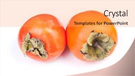  Presentation with leafy produce fruit dairy - Slides consisting of persimmon fruit isolated on white background and a yellow colored foreground