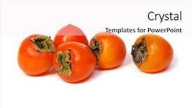  Presentation with fruit leafy greens dairy - Cool new presentation with persimmon fruit isolated on white backdrop and a sky blue colored foreground