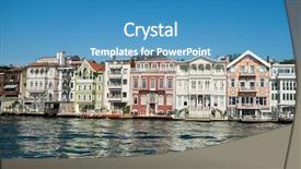  Presentation with strait - Presentation theme enhanced with persion empire - historical waterfront mansions called yali background and a teal colored foreground