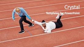  Presentation with finish line - Beautiful slides featuring persistence - persistent trainer pulling reluctant plus-size backdrop and a coral colored foreground