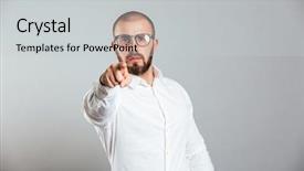  Presentation with photo - Beautiful theme featuring persistence - photo of persistent bearded man backdrop and a light gray colored foreground