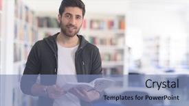  Presentation with study - Colorful presentation theme enhanced with persistence - portrait of happy student while backdrop and a teal colored foreground