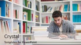  Presentation with study - Presentation theme enhanced with persistence - portrait of happy student while background and a lemonade colored foreground