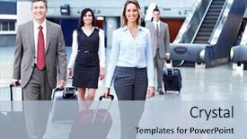  Presentation with international business - Amazing slides having person at the international airport backdrop and a light blue colored foreground