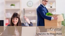  Presentation with work - Colorful presentation theme enhanced with person-being-fired backdrop and a coral colored foreground