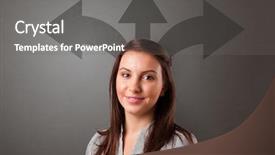  Presentation with business - Colorful presentation enhanced with person choosing between two directions backdrop and a gray colored foreground