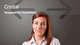  Presentation with business scriptures - Audience pleasing PPT theme consisting of person choosing between two directions backdrop and a gray colored foreground