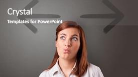  Presentation with business tenacity - PPT layouts having person choosing between two directions background and a gray colored foreground