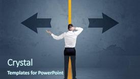  Presentation with business - Presentation with person choosing between two options background and a ocean colored foreground