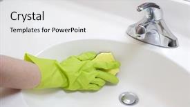  Presentation with bathroom - Audience pleasing presentation theme consisting of person cleaning the bathroom sink backdrop and a white colored foreground
