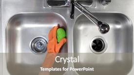  Presentation with kitchen sink splash - Beautiful presentation theme featuring person cleaning the kitchen sink backdrop and a gray colored foreground