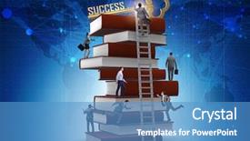  Presentation with education book or tree - Audience pleasing presentation theme consisting of person climbing ladder solution - education concept with books backdrop and a teal colored foreground
