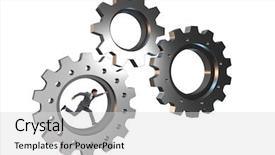  Presentation with teamwork - Amazing slide set having person climbing ladder solution - teamwork concept with cogwheels backdrop and a light gray colored foreground