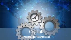  Presentation with teamwork - Cool new slide set with person climbing ladder solution - teamwork concept with cogwheels backdrop and a  colored foreground