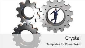  Presentation with teamwork - Audience pleasing slide deck consisting of person climbing ladder solution - teamwork concept with cogwheels backdrop and a  colored foreground