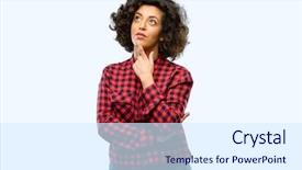  Presentation with ceative thinking - Colorful presentation theme enhanced with person confused white background - beautiful arab woman thinking backdrop and a sky blue colored foreground