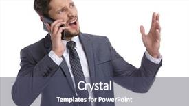  Presentation with phone - Audience pleasing theme consisting of person confused white background - businessman nervously talking backdrop and a  colored foreground