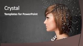  Presentation with group of three young girl - Slide set having person confused white background - young girl thinking with abstract background and a dark gray colored foreground