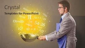  Presentation with numbers - PPT layouts enhanced with person-cooking-numbers-and-mathematical background and a coral colored foreground