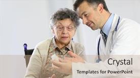  Presentation with elderly person - Presentation enhanced with person disabilities medication - doctor with elderly woman showing background and a  colored foreground