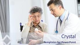  Presentation with elderly medication - Colorful presentation theme enhanced with person disabilities medication - doctor with elderly woman showing backdrop and a  colored foreground
