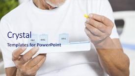  Presentation with nurse and patient holding hands - Slides with person disabilities medication - midsection of patient holding pill background and a sky blue colored foreground