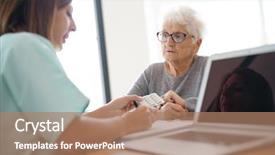  Presentation with elderly medication - Slide deck having person disabilities medication - nurse giving prescription to elderly background and a coral colored foreground