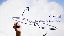  Presentation with propeller - Slide set enhanced with person drawing plane propeller on sky background background and a sky blue colored foreground