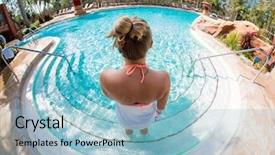  Presentation with people enjoying - Presentation design enhanced with person enjoying a special background and a light blue colored foreground