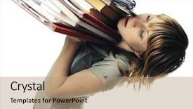  Presentation with falling person - Presentation theme enhanced with person falling - young woman with heap background and a coral colored foreground