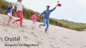  Presentation with sand dunes - PPT layouts having person falls - family running through sand dunes background and a  colored foreground