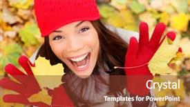  Presentation with fall colors - Cool new theme with person falls - happy autumn woman playing backdrop and a tawny brown colored foreground
