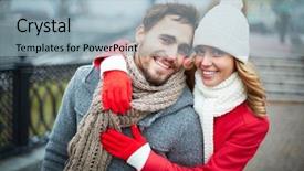  Presentation with camera - Cool new theme with person falls - image of affectionate couple looking backdrop and a  colored foreground