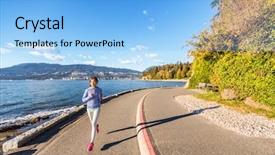  Presentation with vancouver city - PPT layouts enhanced with person falls - runner girl running in stanley background and a light blue colored foreground