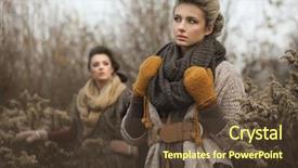  Presentation with german shepherd two young puppys - Presentation theme enhanced with person falls - two young ladies in autumn background and a tawny brown colored foreground