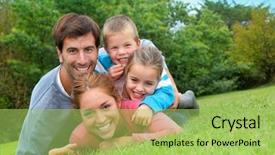  Presentation with country - Theme having person falls down - portrait of happy family laying background and a yellow colored foreground