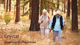  Presentation with automobile driver hand hold steering - PPT layouts with person falls down - senior couple hold hands hiking background and a coral colored foreground