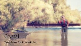  Presentation with fly - Beautiful PPT layouts featuring person fly fishing backdrop and a coral colored foreground