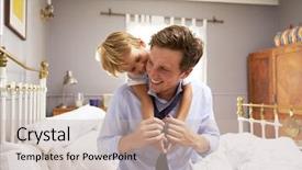  Presentation with father - Slide deck with person getting old - son hugging father as he background and a soft green colored foreground