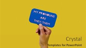  Presentation with blue pink - Slide deck with person-has-a-blue-paper background and a gold colored foreground