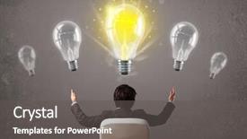  Presentation with light bulb - Beautiful slide set featuring person having an bright idea backdrop and a dark gray colored foreground