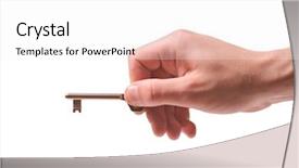  Presentation with older person holding pills - Colorful PPT theme enhanced with person holding a door key backdrop and a white colored foreground