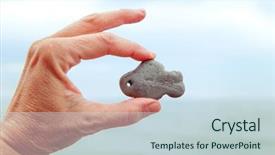  Presentation with fish beach - PPT theme consisting of person holding a fish shaped background and a lemonade colored foreground